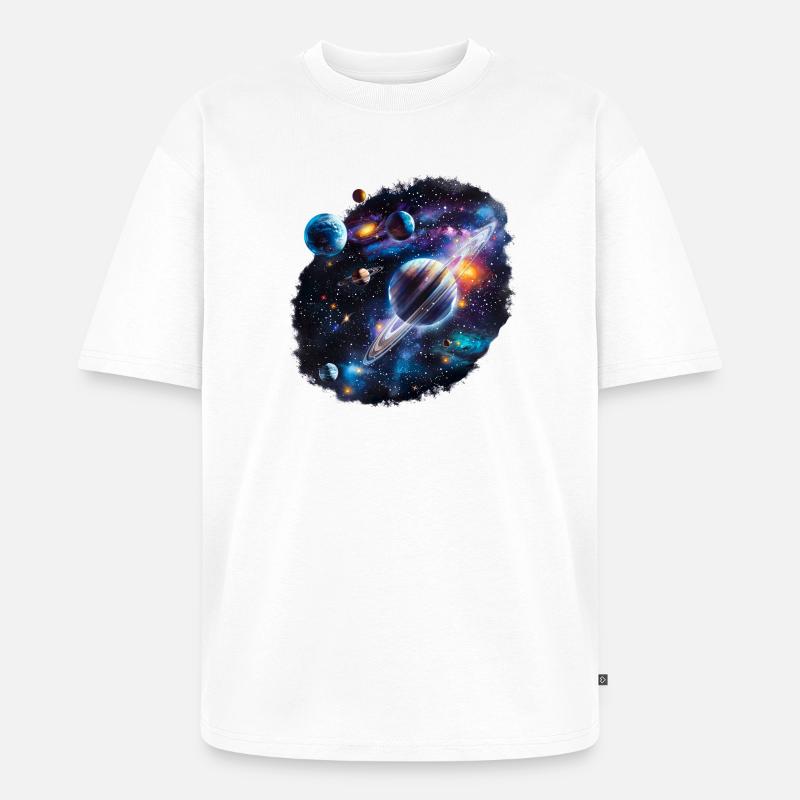 Galactic Planetary System Pattern - Unisex Premium Oversized Organic T-Shirt - white
