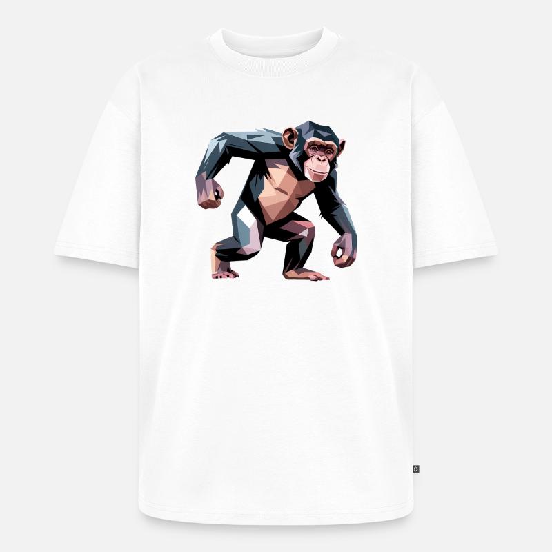 Monkey - Cooles Low-Poly-Logo - Unisex Premium Oversized Bio T-Shirt - Weiß