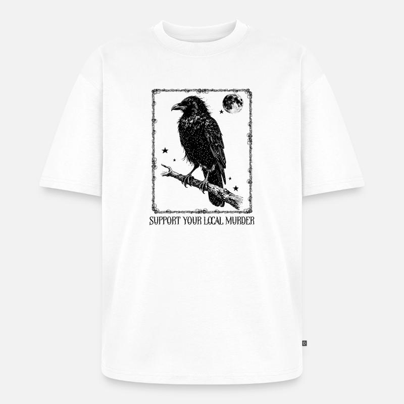Support your local Murder - Krähe - Unisex Premium Oversized Bio T-Shirt - Weiß