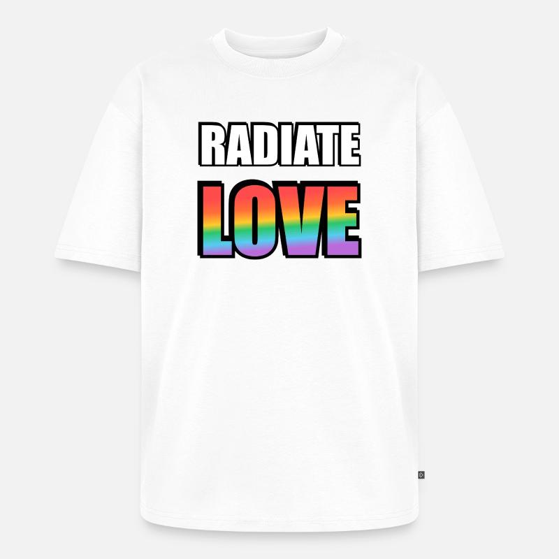 Strahlen Sie Liebe Regenbogen aus - Unisex Premium Oversized Bio T-Shirt - Weiß