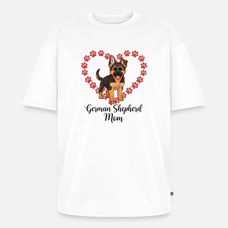 Schäferhund Mama Herz - Unisex Premium Oversized Bio T-Shirt - Weiß