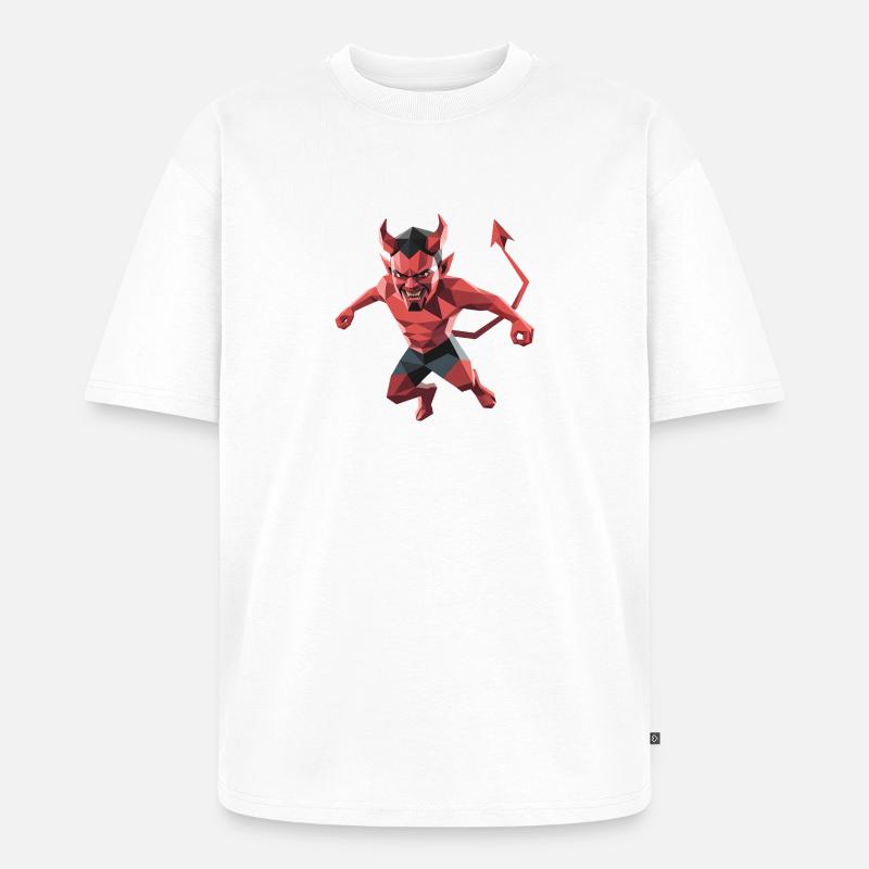 Devil - Cool Low Poly Logo - Unisex Premium Oversized Organic T-Shirt - white