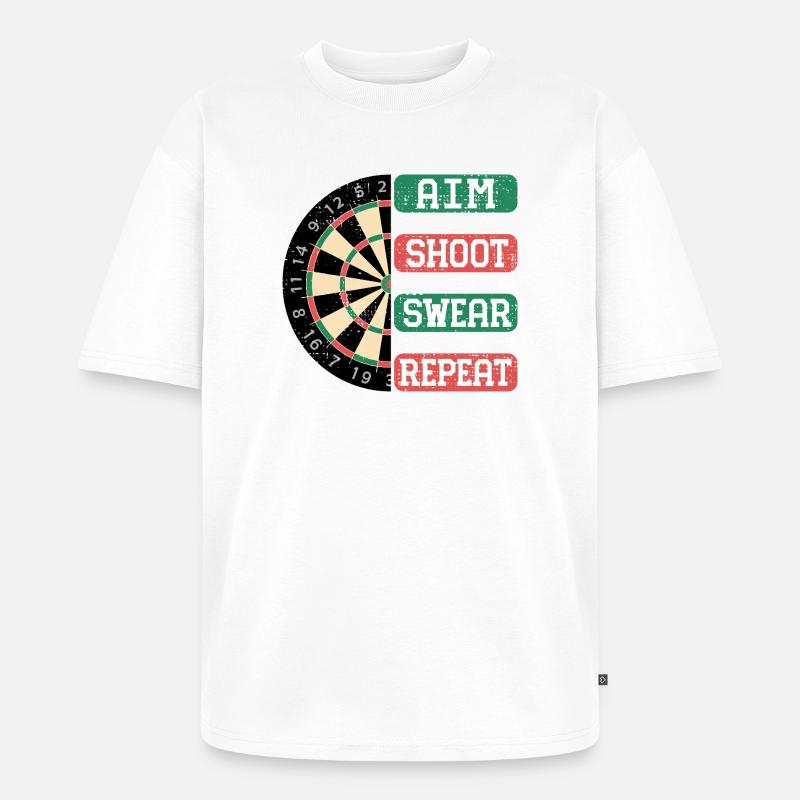 Aim Shoot Wear Repeat Dartboard Style - Unisex Premium Oversized Bio T-Shirt - Weiß