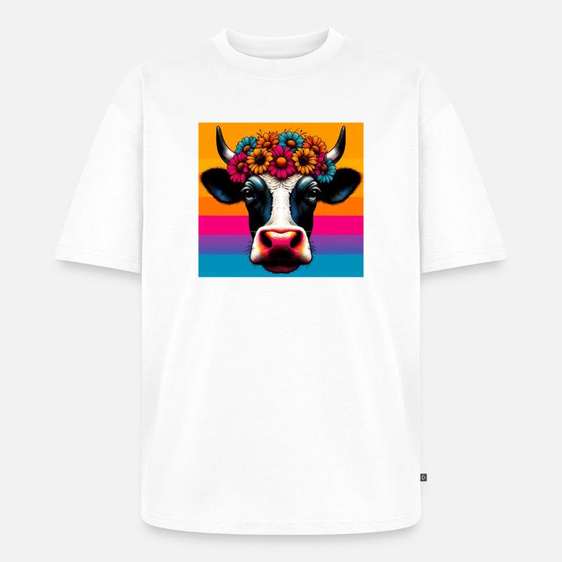 cow - Unisex Premium Oversized Organic T-Shirt - white