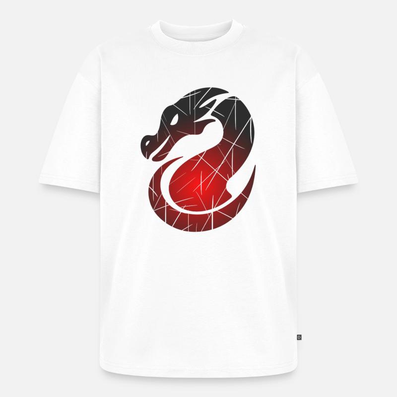 Roter Drachen mit Split-Textur - Unisex Premium Oversized Bio T-Shirt - Weiß