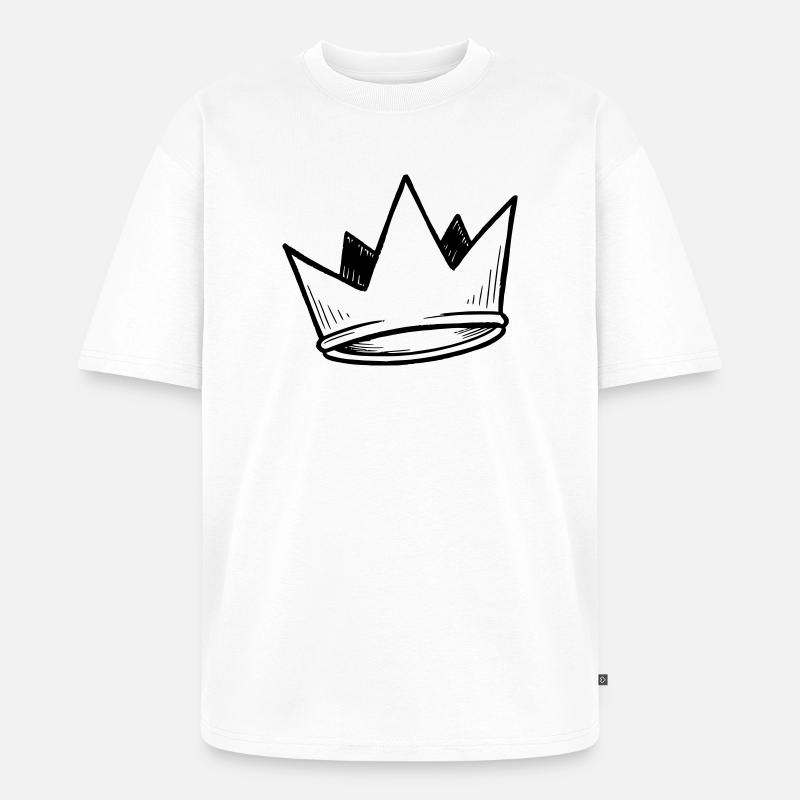 Krone Vektor | Doodle Look - Unisex Premium Oversized Bio T-Shirt - Weiß