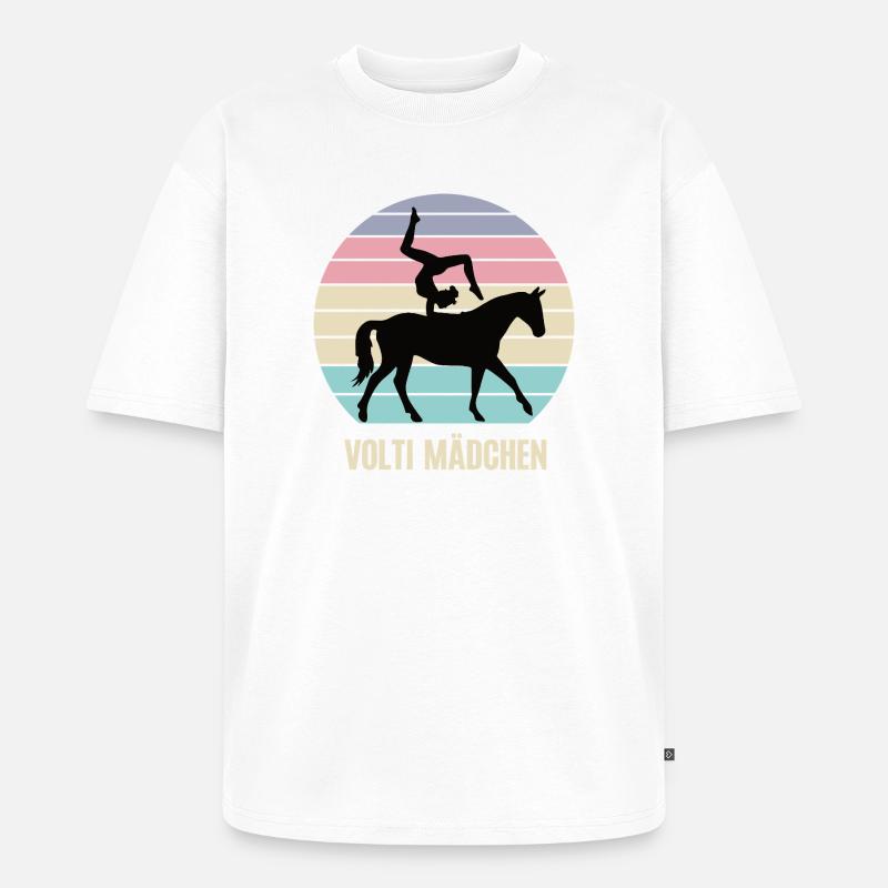Volti Mädchen Voltigieren Voltigier Reiterin Pferd - Unisex Premium Oversized Bio T-Shirt - Weiß