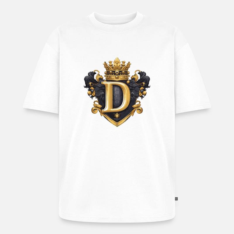 D Buchstabe Name Krone - Unisex Premium Oversized Bio T-Shirt - Weiß