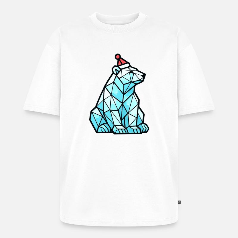 Polygon Eisbär mit Weihnachtsmütze - Unisex Premium Oversized Bio T-Shirt - Weiß