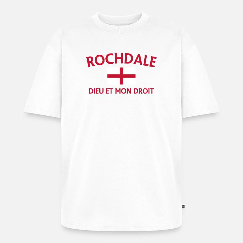 Devise du drapeau anglais de Rochdale - T-shirt Premium bio oversize Unisexe - blanc