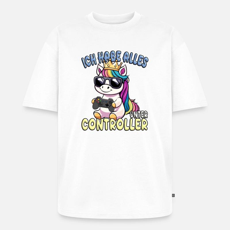 Einhorn Krone controller gaming - Unisex Premium Oversized Bio T-Shirt - Weiß
