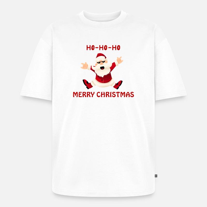 Fröhlicher springender Santa - Unisex Premium Oversized Bio T-Shirt - Weiß