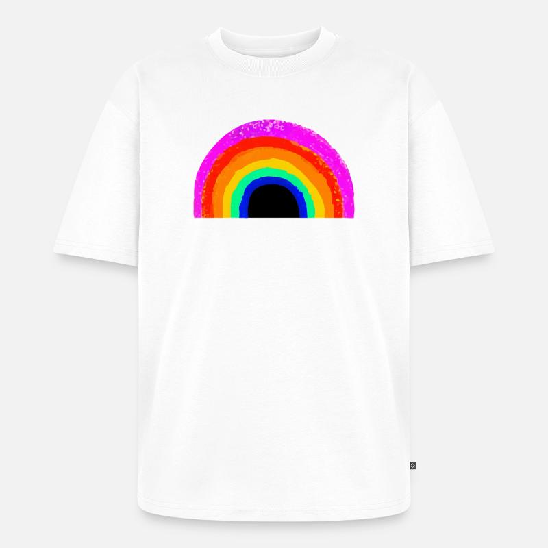 Lebendiger Regenbogenbogen - Unisex Premium Oversized Bio T-Shirt - Weiß