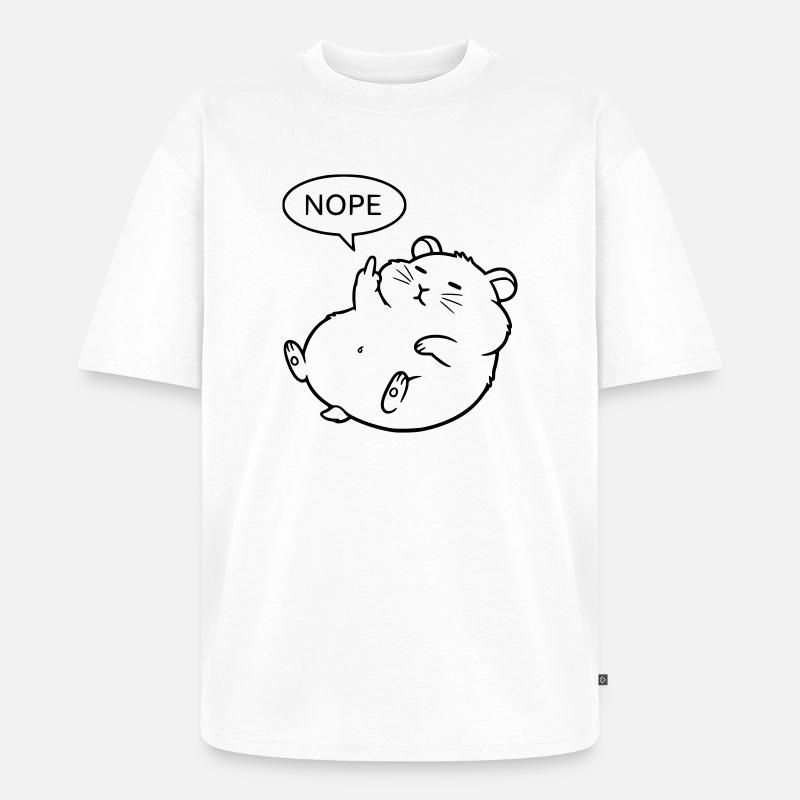 Nope Hamster | Lustiges Mittelfinger Statement - Unisex Premium Oversized Bio T-Shirt - Weiß