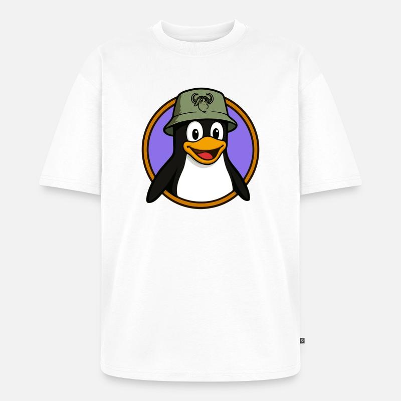 Tux Linux + GNU Hat - Unisex Premium Oversized Organic T-Shirt - white
