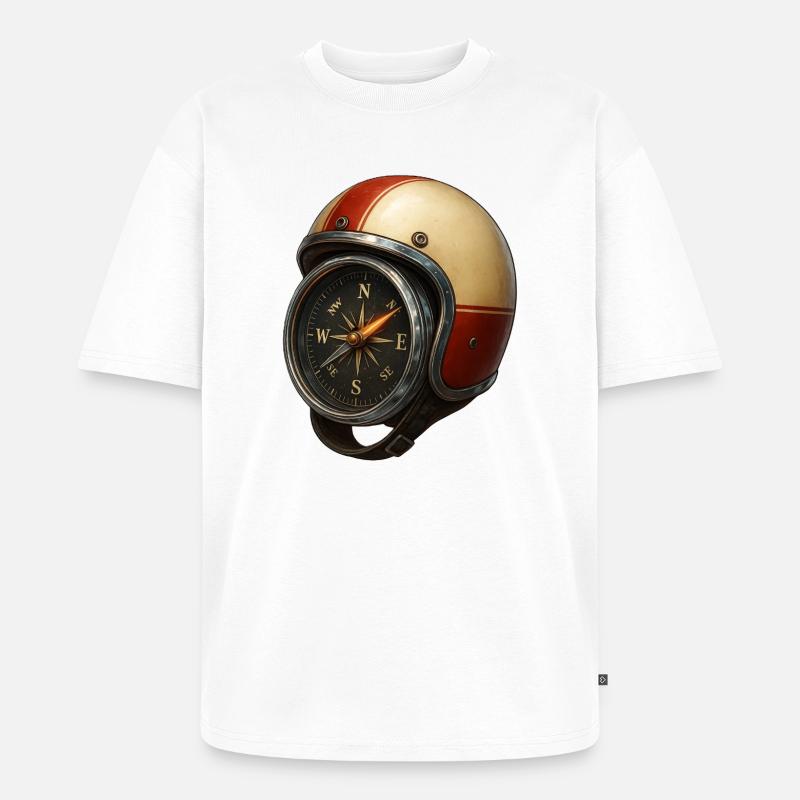 Helm_mit_Kompass - Unisex Premium Oversized Bio T-Shirt - Weiß