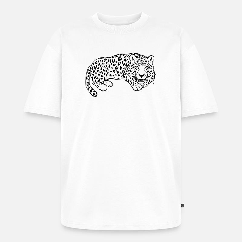 Leopard Black Lepard Pattern T-shirt Gift - Unisex Premium Oversized Organic T-Shirt - white