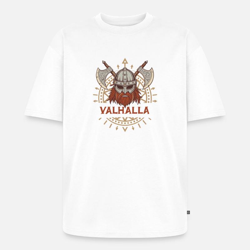 Valhalla Wikingeraxt & Bart - Unisex Premium Oversized Bio T-Shirt - Weiß