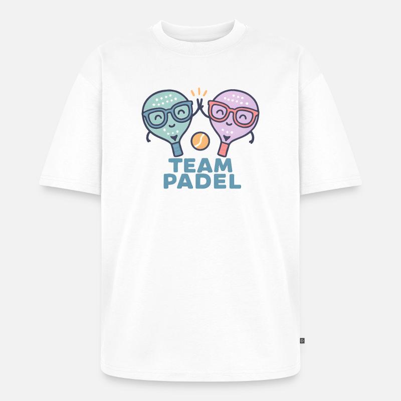 Duell Padel Freundliche Maskottchen Bunt - Unisex Premium Oversized Bio T-Shirt - Weiß