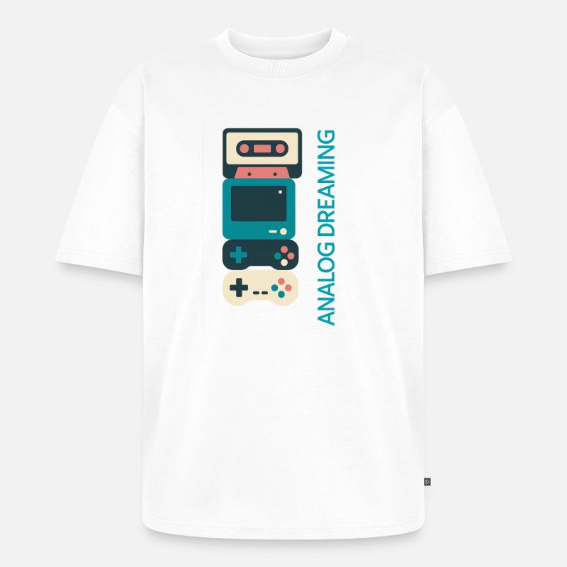 Analog Dreaming Console Stack - Unisex Premium Oversized Organic T-Shirt - white
