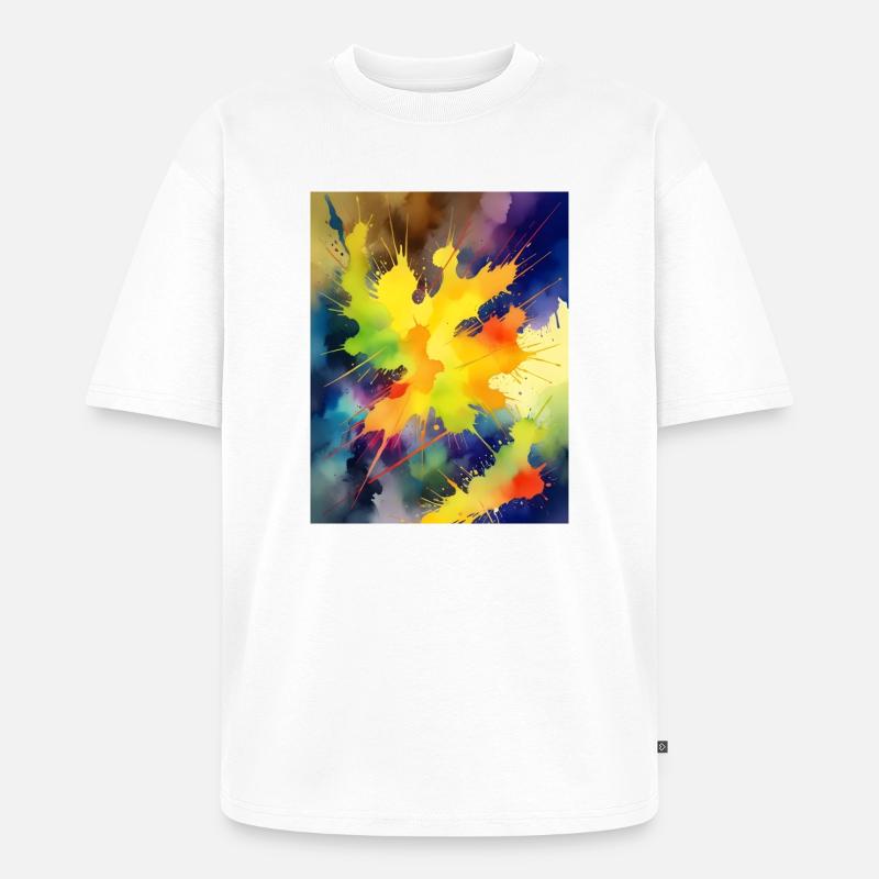 Farbexplosion Abstrakt Spritzer - Unisex Premium Oversized Bio T-Shirt - Weiß