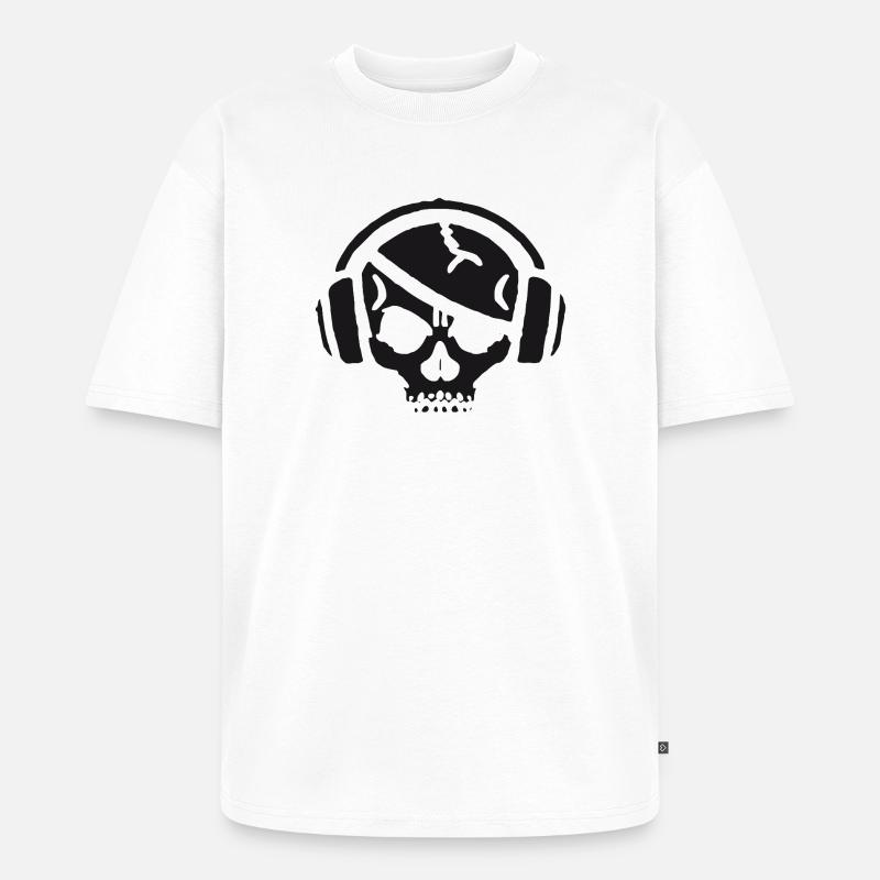 Schädel mit Kopfhörer - Unisex Premium Oversized Bio T-Shirt - Weiß