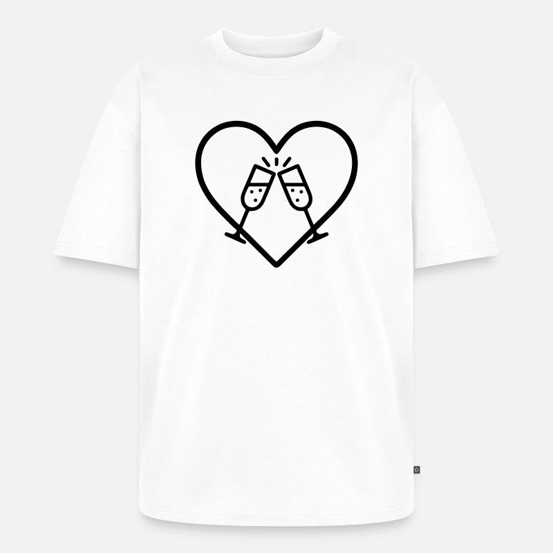 Funkelnde Brille Herz Blasen Cheers Geschenk - Unisex Premium Oversized Bio T-Shirt - Weiß