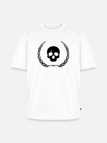 Skeleton Skull Wreath - Unisex Premium Oversized Organic T-Shirt - white