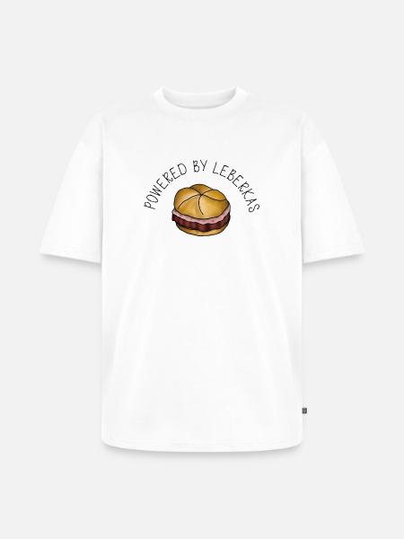 Powered by Leberkas – Leberkäse Spruch - Unisex Premium Oversized Organic T-Shirt - white