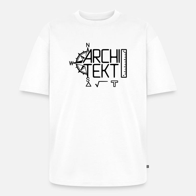 Conception architecte avec outil de dessin - T-shirt Premium bio oversize Unisexe - blanc