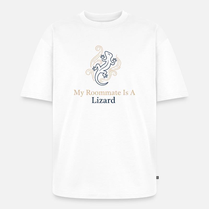 Mon colocataire est un lézard - T-shirt Premium bio oversize Unisexe - blanc