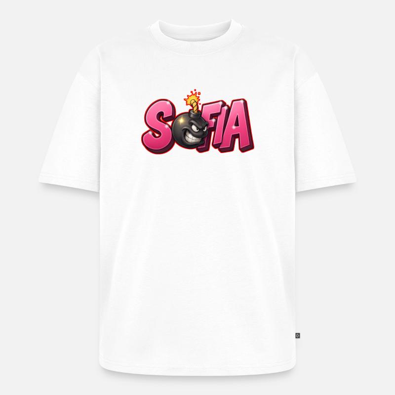 Sofia Graffiti Name Bomb Graffité 3D - T-shirt Premium bio oversize Unisexe - blanc
