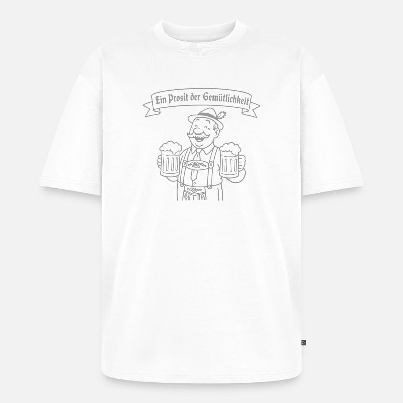 Herr Bier - Ein Prosit der Gemütlichkeit - Unisex Premium Oversized Bio T-Shirt - Weiß