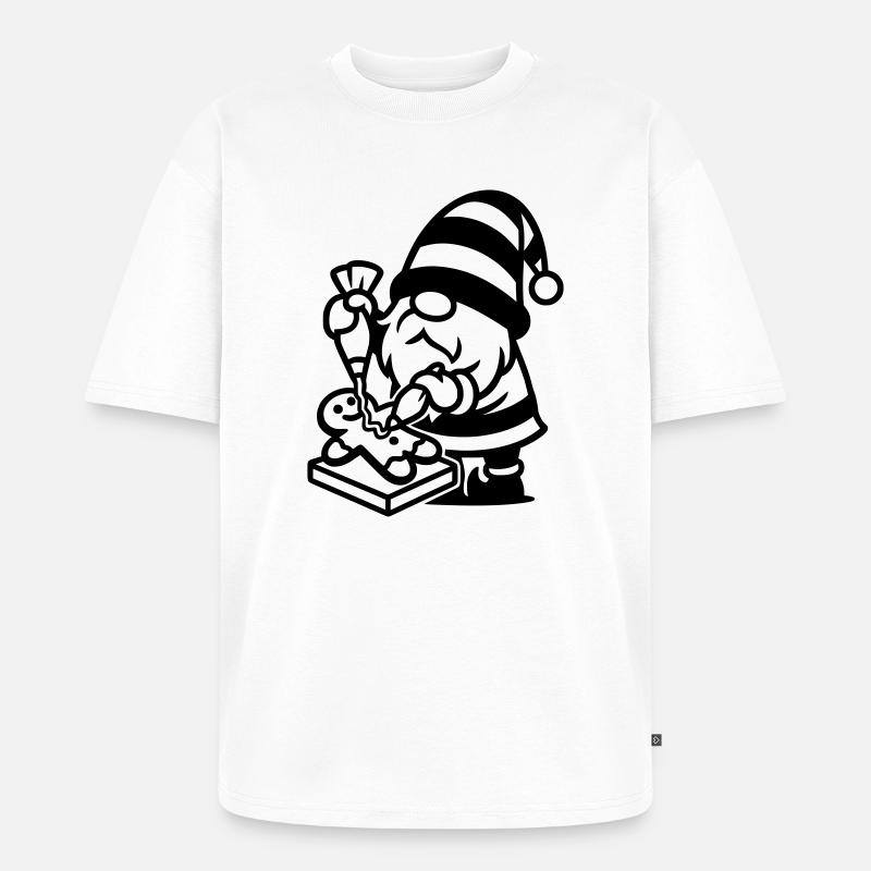 Gingerbread Baking Gnome - Unisex Premium Oversized Organic T-Shirt - white