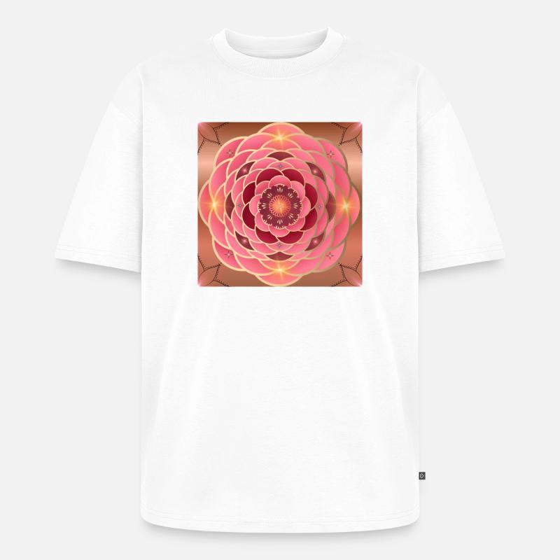 Hell goldene roséfarbene Mandalas - Unisex Premium Oversized Bio T-Shirt - Weiß
