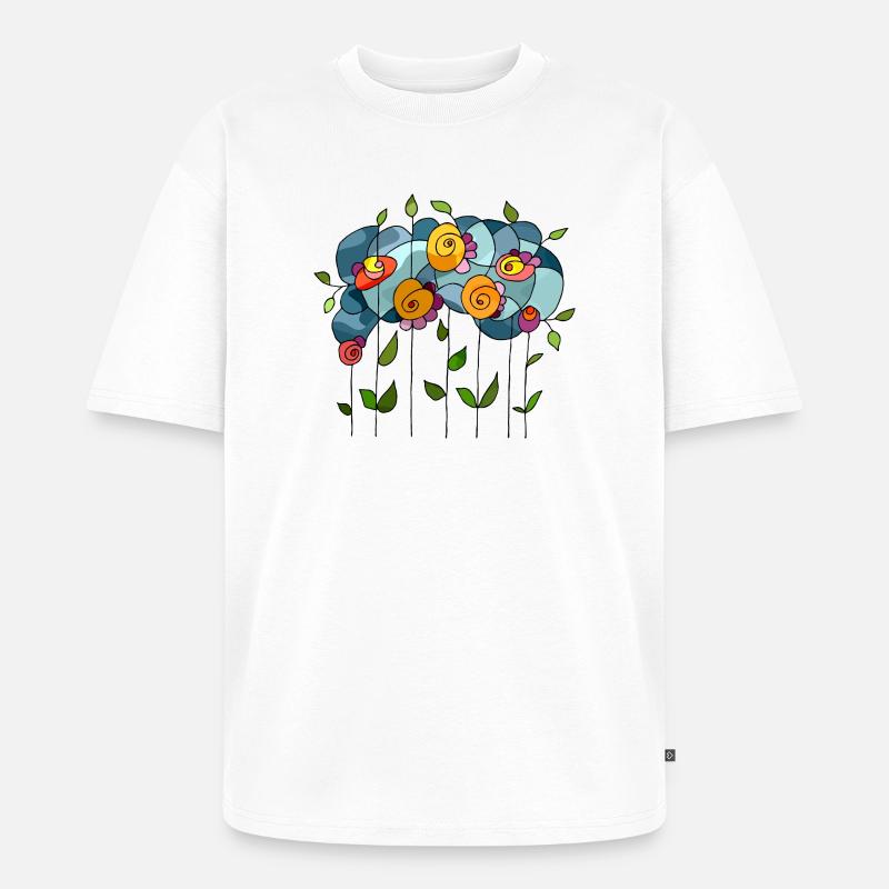 Blumen - Unisex Premium Oversized Bio T-Shirt - Weiß