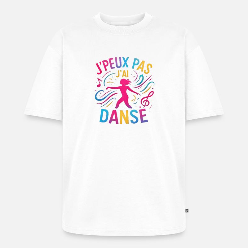 I Can't I Danced — Buntes Glitzern - Unisex Premium Oversized Bio T-Shirt - Weiß