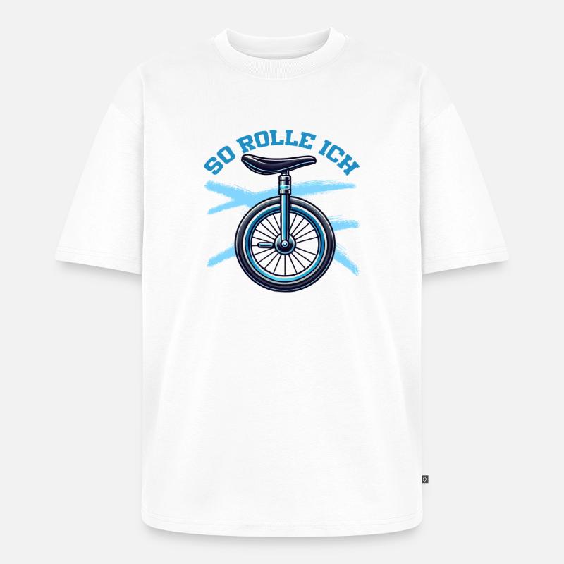 So Rolle Ich Einrad Einradfahrer - Unisex Premium Oversized Bio T-Shirt - Weiß