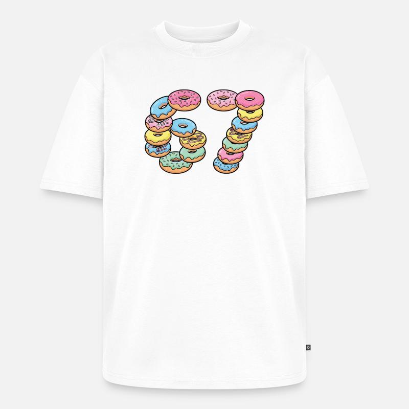 Pastel Donut Stack 67 Pattern - Unisex Premium Oversized Organic T-Shirt - white