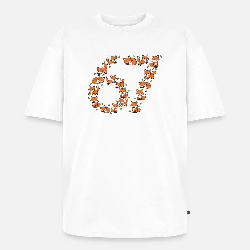 Fox Ring Pattern 67 Meme - Unisex Premium Oversized Bio T-Shirt - Weiß