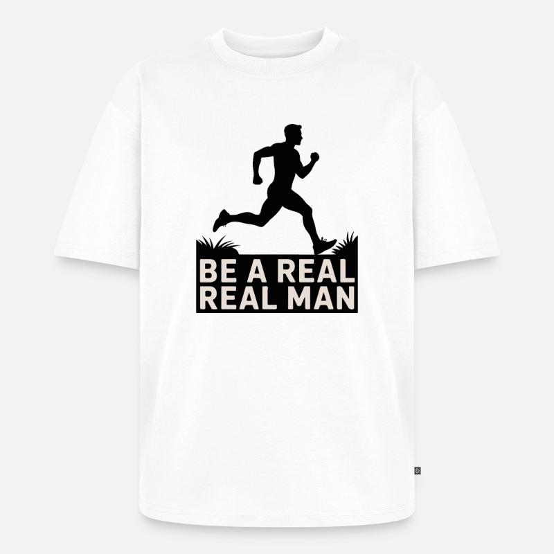 Real Man Run: Bold Drive - Unisex Premium Oversized Bio T-Shirt - Weiß