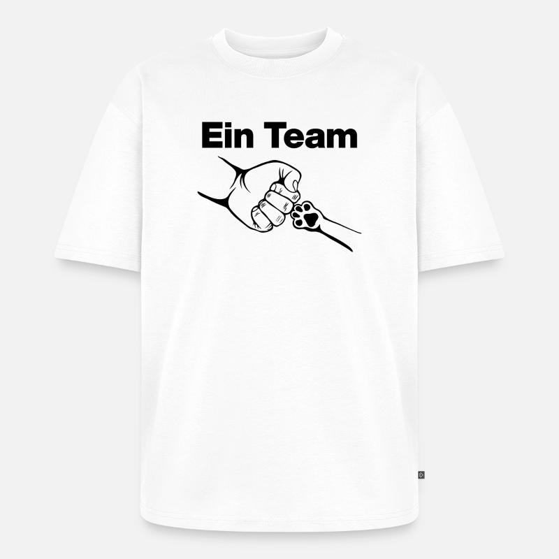 Ein Team – Mensch & Samtpfote, Katzenliebe, Katze - Unisex Premium Oversized Bio T-Shirt - Weiß