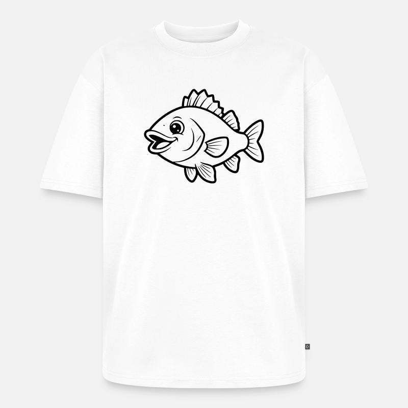 Page de coloriage de bandes dessinées Poisson Perch Mignon - T-shirt Premium bio oversize Unisexe - blanc