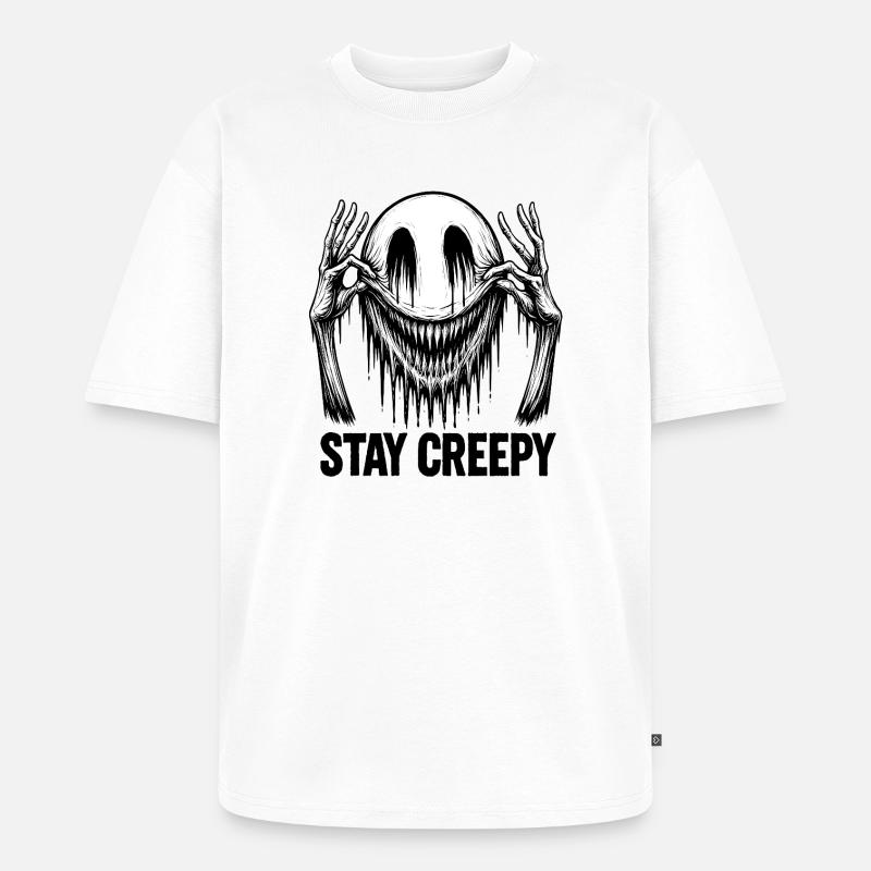 Schmelzendes Lächeln – Dunkle Comic-Horror-Kunst - Unisex Premium Oversized Bio T-Shirt - Weiß