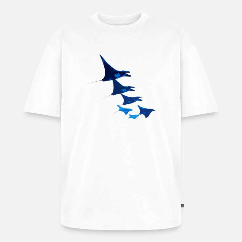 Manta Ray, Devil Ray, Stingray, Diver - Unisex Premium Oversized Organic T-Shirt - white