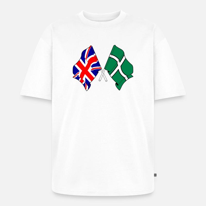 Devon & Great Britain Cross - Unisex Premium Oversized Bio T-Shirt - Weiß