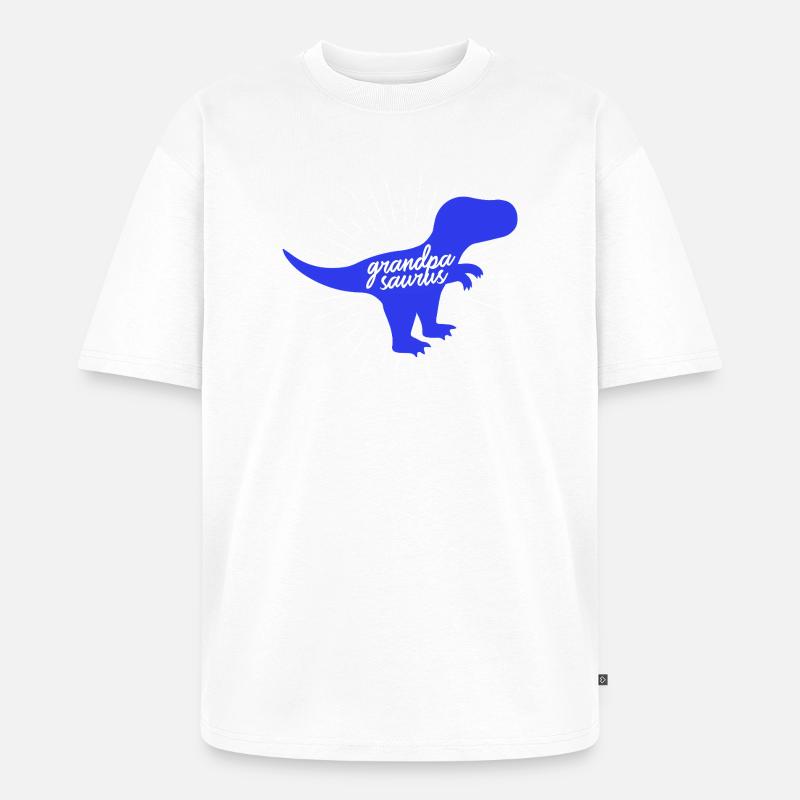 Grandpasaurus T-Rex Silhouette Dinosaurier Papa - Unisex Premium Oversized Bio T-Shirt - Weiß