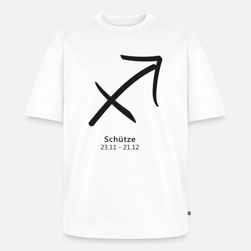 Schütze Bogen Pfeil Symbol Sternzeichen - Unisex Premium Oversized Bio T-Shirt - Weiß