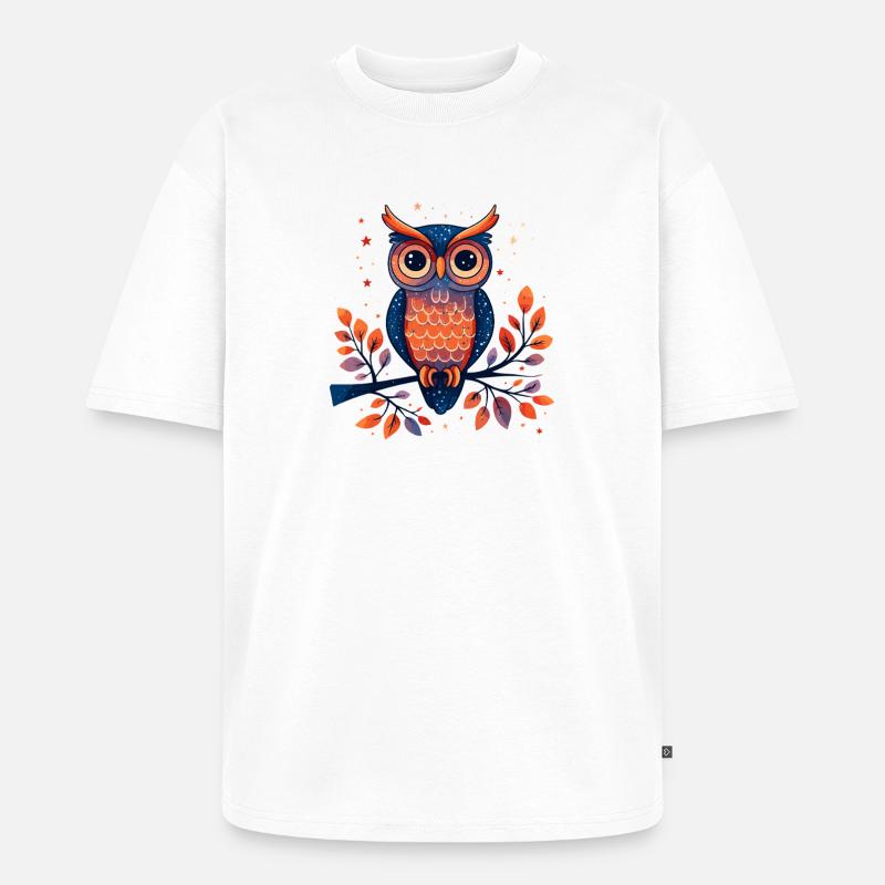 Wald Eulenzauber - Unisex Premium Oversized Bio T-Shirt - Weiß