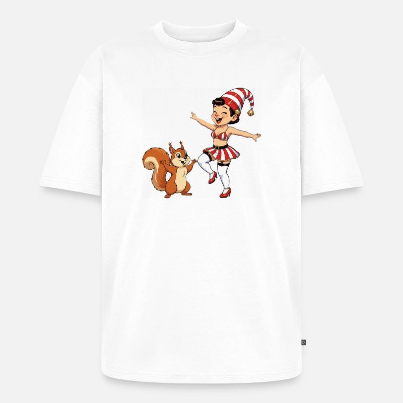 Leprechaun-Mädchen mit Eichhörnchen - Unisex Premium Oversized Bio T-Shirt - Weiß